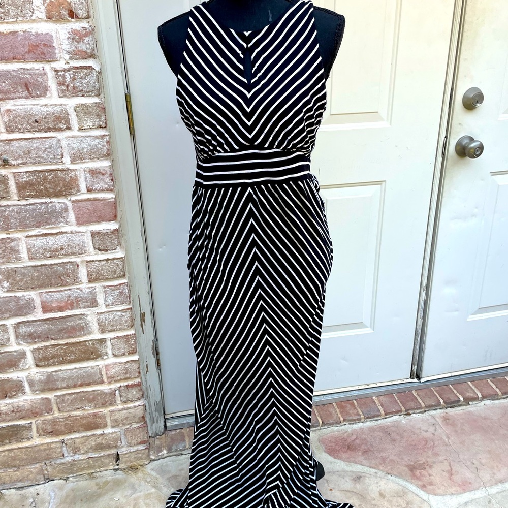 Ann Taylor Loft, Black & White, Striped, Maxi, Dress, Size XS